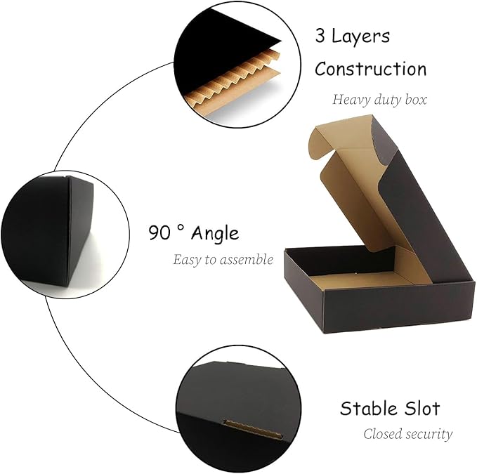 24 Pack 13x10x2 Inches Black Shipping Boxes，3 Layers Corrugated Cardboard Box - Image 5