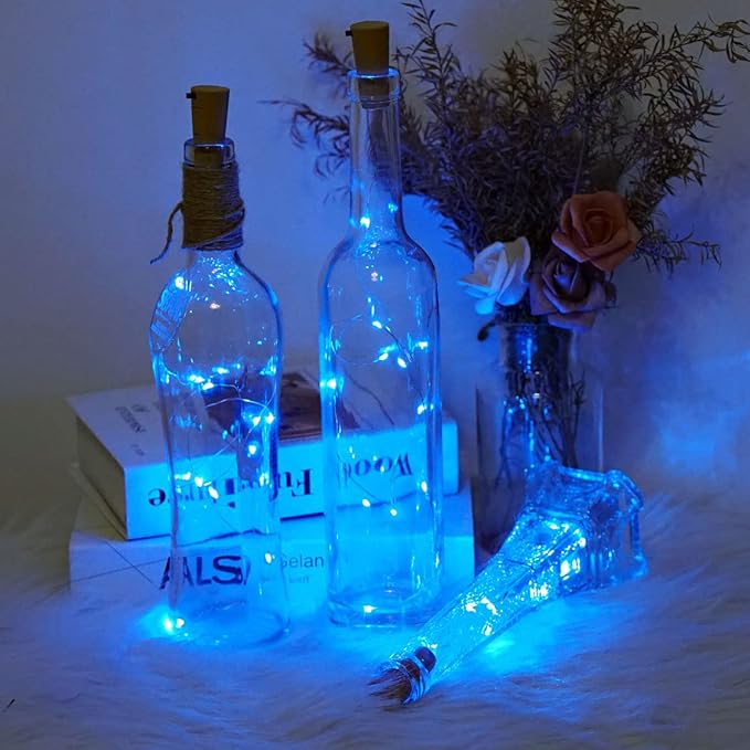Wine Bottle Lights with Cork 15Pack 10 LED 40 Inches Battery Operated Silver - Image 3