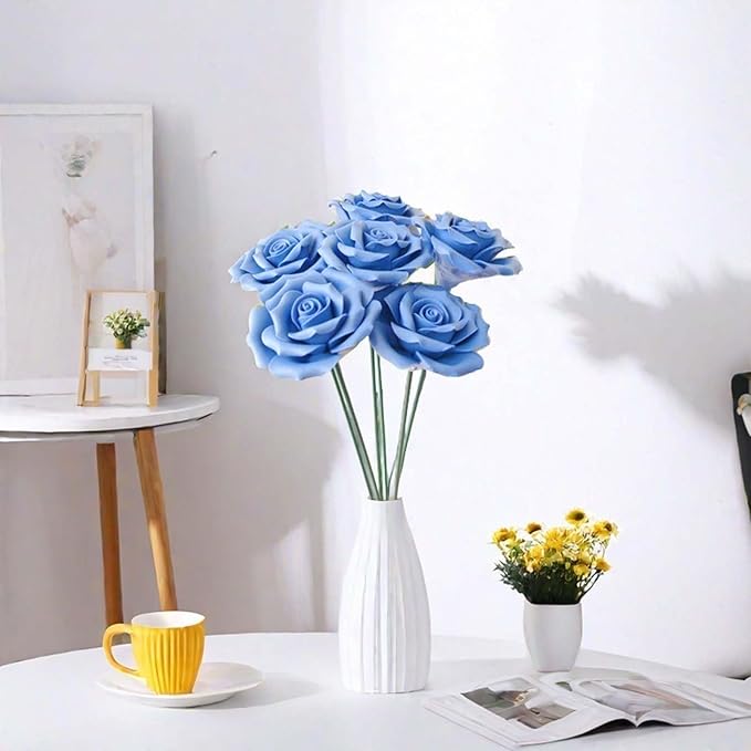 6 pcs Handmade Ceramic Roses, Featuring Vibrant Colors and Intricate Petal - Image 3