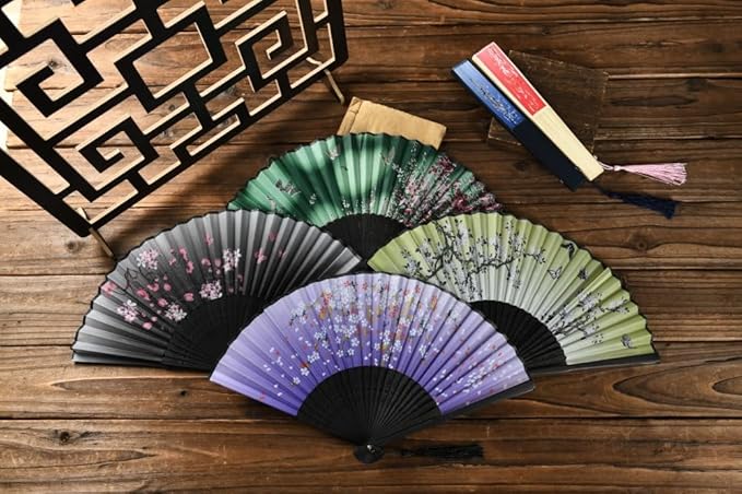 HUNANBANG 10 Pieces Oriental Bamboo Folding Hand Fans Church Wedding Gift - Image 4