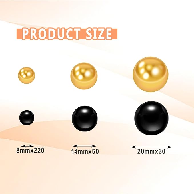 300Pcs Vase Filler Black and Golden Yellow No Hole Faux Pearl Beads - Image 2