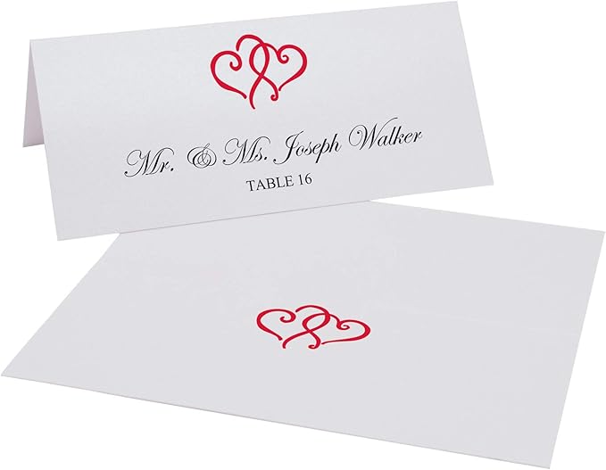 Linked Hearts Place Cards, Ruby Red, Pre-cut and Scored - Image 2