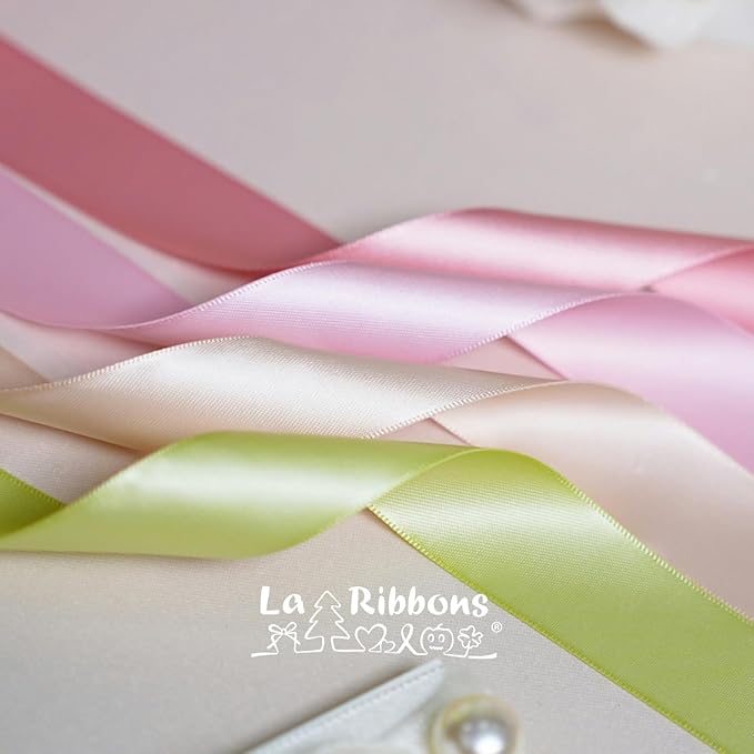 LaRibbons 1 Inch 50 Yard Double Faced Satin Ribbon, Rose Pink Satin Craft - Image 4