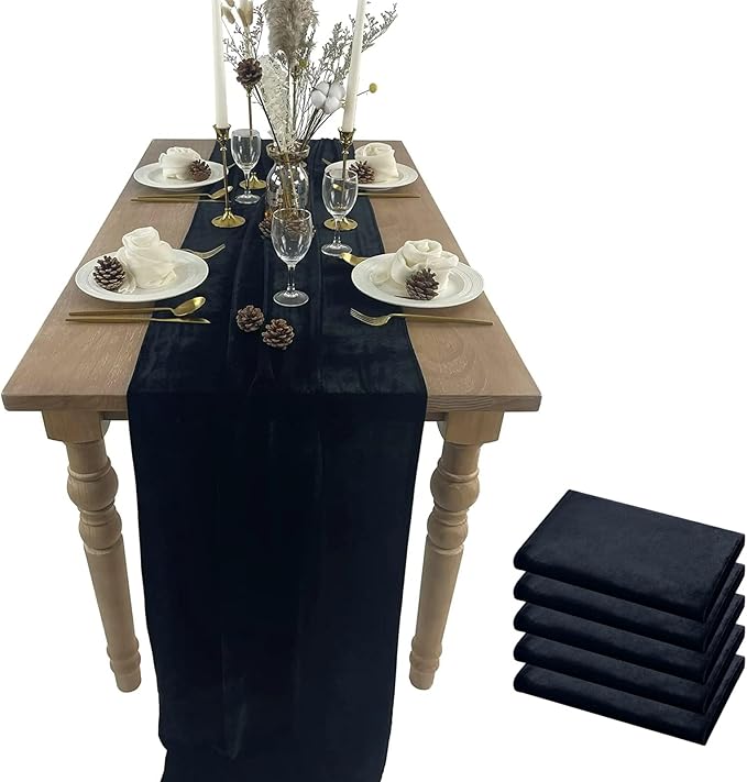 Luxurious Velvet Table Runner, 10ft Wedding Reception Decorations, 20x120inch by EHLDekol