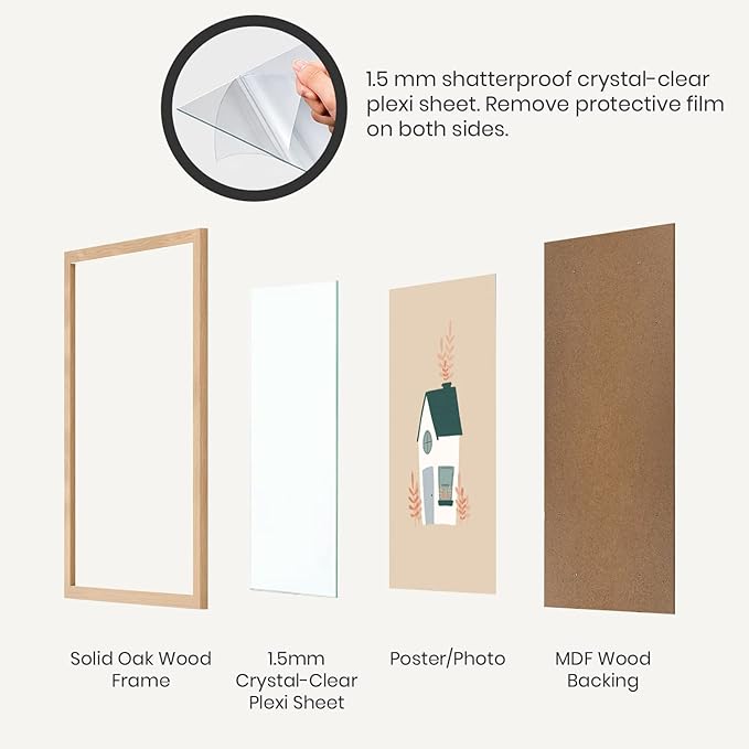 Opposite Wall - 20x30 in - Natural Solid Oak Wood Picture Frame - Lightweight - Image 4