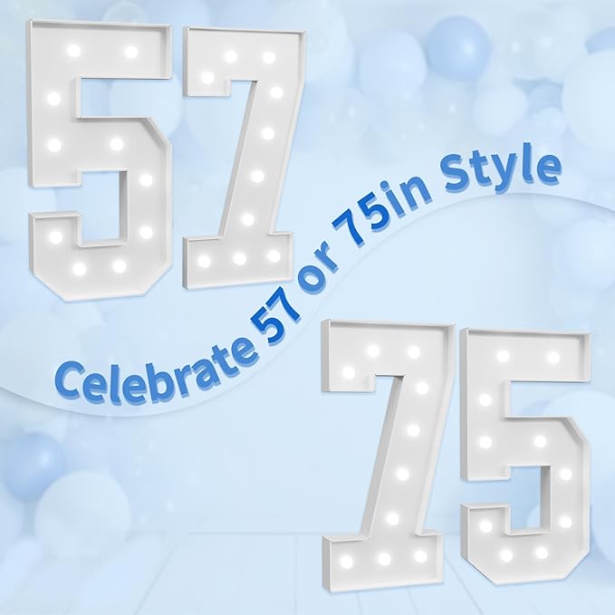 Marquee Numbers Large 57th-Birthday Decorations: 4ft Light Up Number Party - Image 6