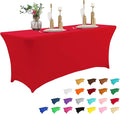 IVAPUPU 6FT Table Cloth for Rectangular Fitted Events Stretch Red Table Covers by IVAPUPU