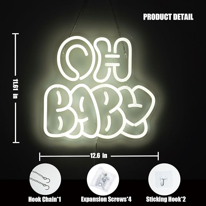 Oh Baby Neon Sign for Backdrop Wall Decor, Cute Decorative Lights, oh baby Neon - Image 3
