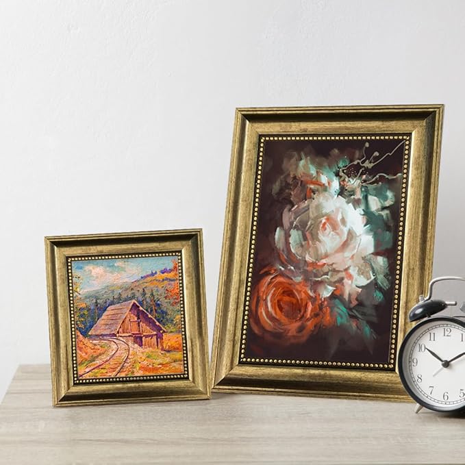 5x5 Picture Frame with Real Glass, 4 set Ornate Vintage Picture Frames - Image 5
