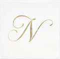 Gift Boutique 100 Gold Monogram Cocktail Napkins Letter N Disposable Paper Pack by GiftBoutique