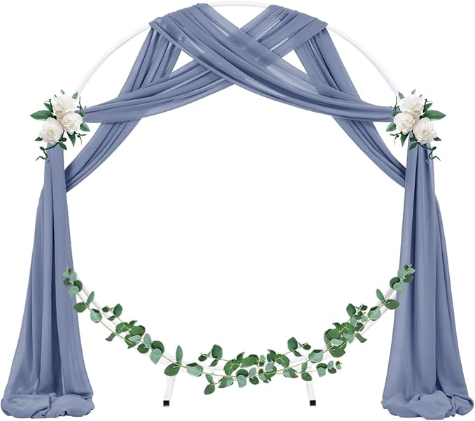 Socomi Wedding Arch Draping Fabric 2 Panels 29" x 19Ft Dusty Blue Sheer Chiffon - Image 2
