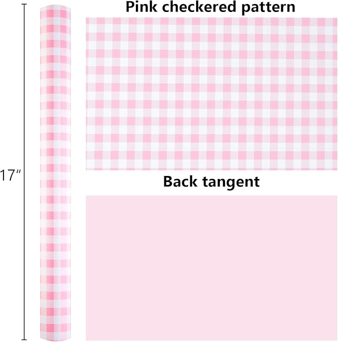 Burymento Pink Checkerboard Wrapping Paper, Gift Wrap - Image 4