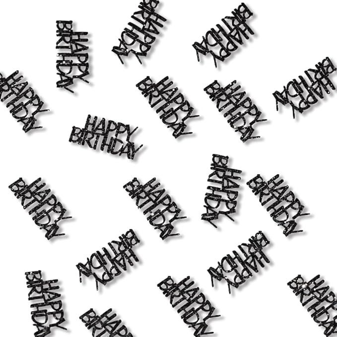 Black Happy Birthday Confetti Birthday Party Decorations Glitter Table Scatters by Vofrise