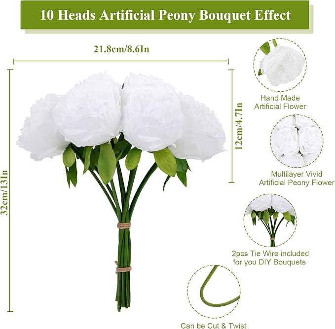 U'Artlines Artificial Peony Silk Flower - Image 2