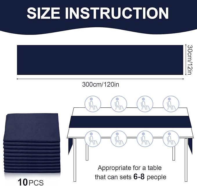 10 Pack 10ft Navy Blue Chiffon Table Runners Wedding Table Runner Sheer - Image 2