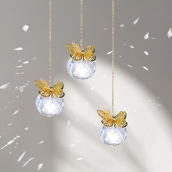 Crystal Suncatchers Gold Butterfly 40mm Crystal Prisms Ball Rainbow Maker - Image 4