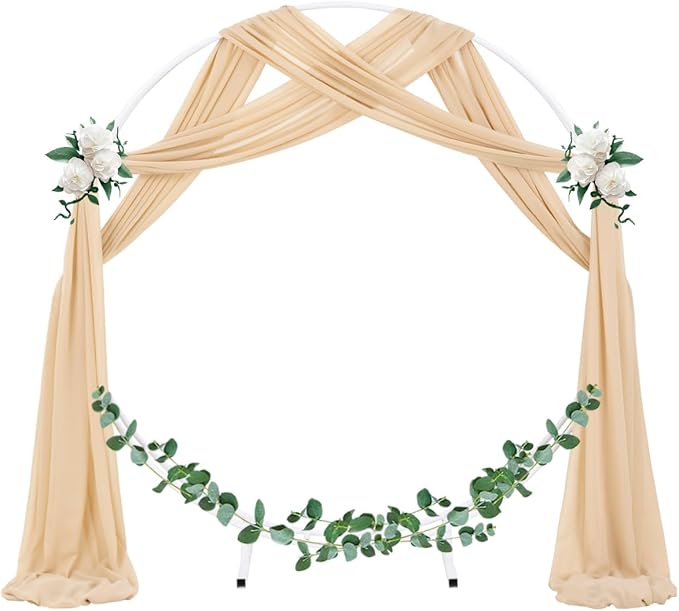 Socomi Wedding Arch Draping Fabric 1 Panel 29" x 19Ft Champagne Sheer Chiffon - Image 2