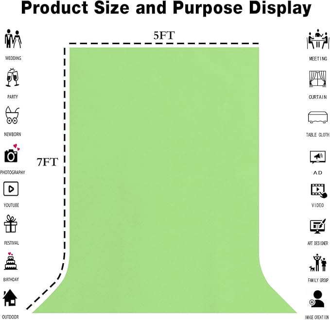 Light Green Screen Backdrop 5x7ft Grass Green Photography Background Meeting - Image 3