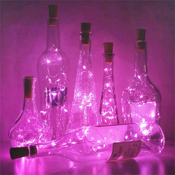 Wine Bottle Lights with Cork, Battery Operated 20 LED Cork Shape Silver Wire - Image 5