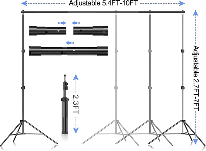 EMART Photo Video Studio Backdrop Stand Kit, 7×10ft Adjustable Photography - Image 2