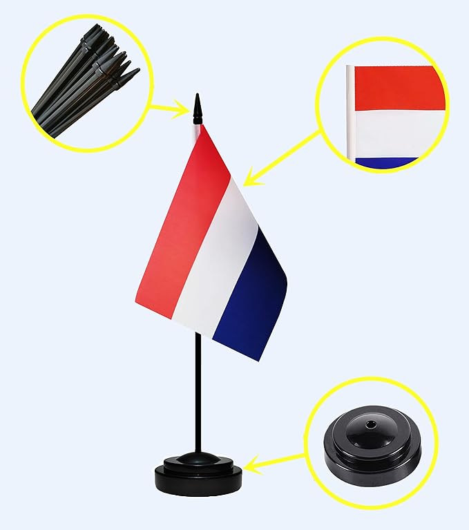 Netherlands Dutch Deluxe Desk Flag Set, Small Mini Miniature Netherlands Dutch - Image 2