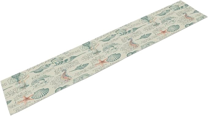 Starfish Table Runner, Seashells Beach Coastal Nautical Sailboat Jellyfish - Image 8