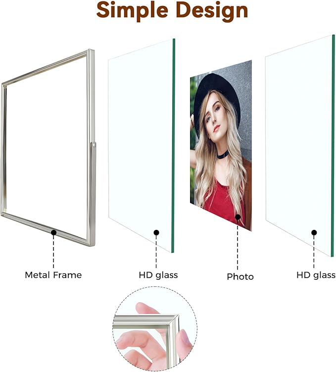Silver Floating Frame, For Picture 5x7, Small Desktop Photo Frame, Classy Gift - Image 5