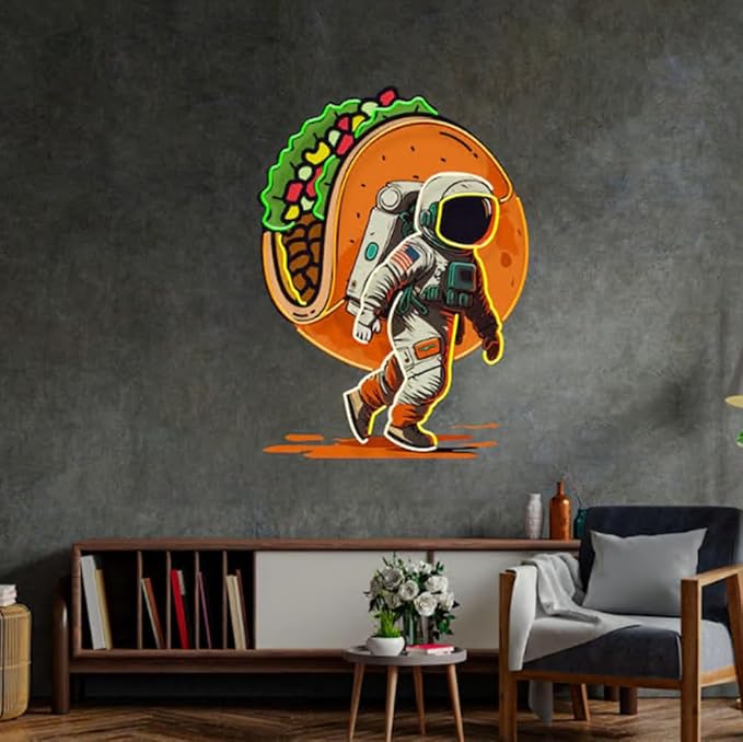 Astronaut Carrying Tacos Neon Sign, BusinessTacos LED Light, taco shop Décor - Image 5