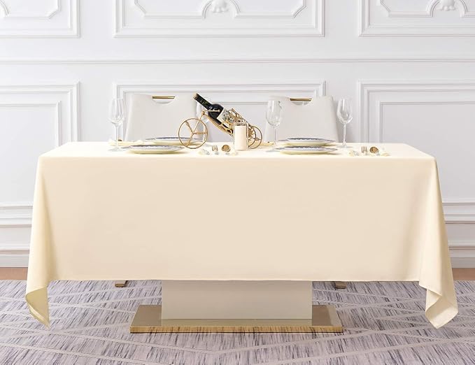Surmente Beige Tablecloth 60 x 102-inch Rectangular Polyester Table Cloth - Image 5