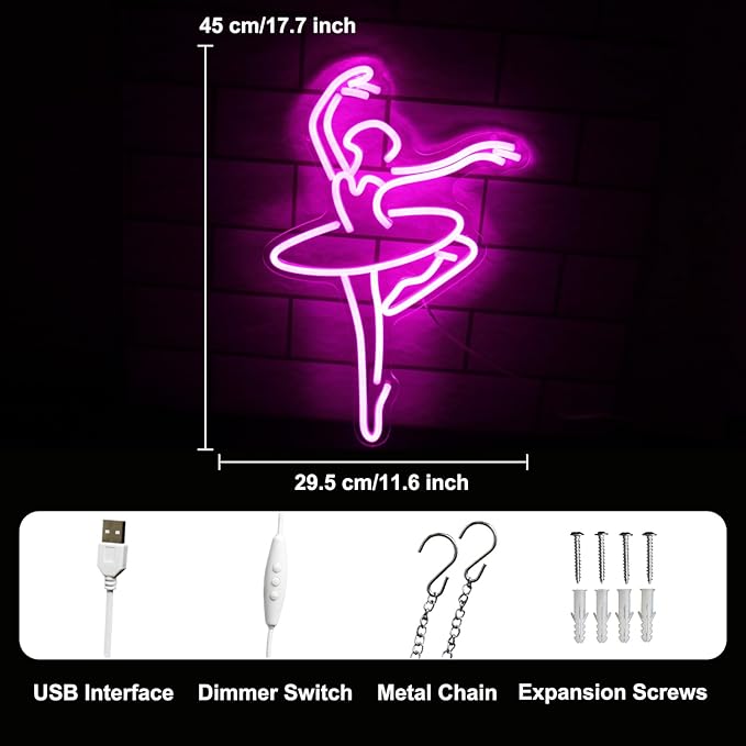 Ballet Girl Neon Sign Pink LED Dance Neon Lights Dancing Woman Neon Wall Light - Image 3