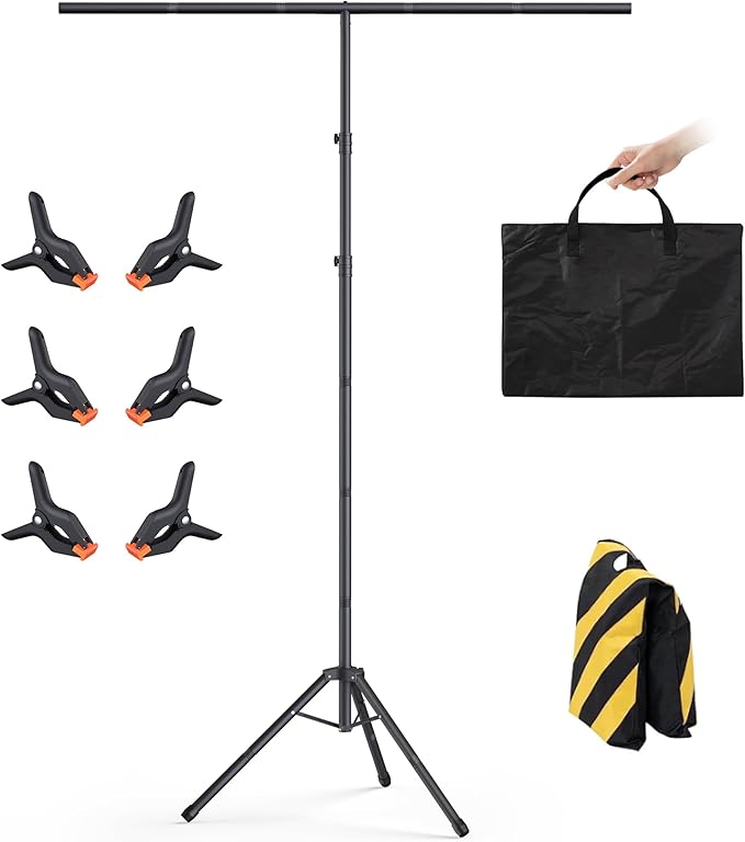 T-Shape Backdrop Stand 8x5.3FT, Height and Width Adjustable Background Stand by Unknown