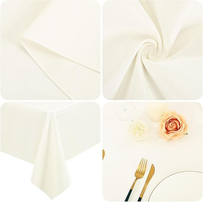 12 Pack 60 x 126 Inch Rectangle Tablecloth Ivory Polyester Tablecloth - Image 4
