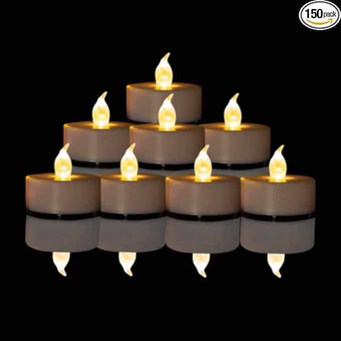 Nancia Tea Lights, Flickering Warm White, 200 Hours Battery-Powered Tea Light by NanciaFlamelesscandles