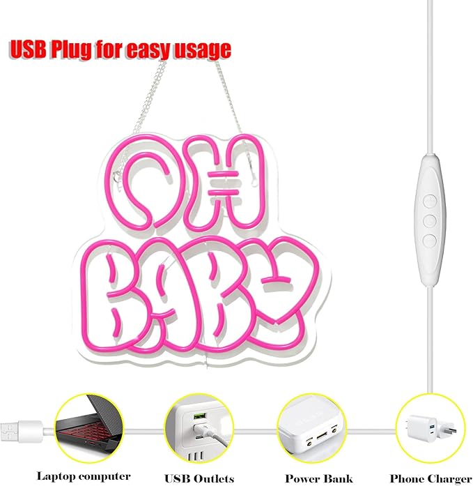 Oh Baby Neon Sign for Wall Decor, Dimmable Neon Lights gifts for Lover Baby - Image 4