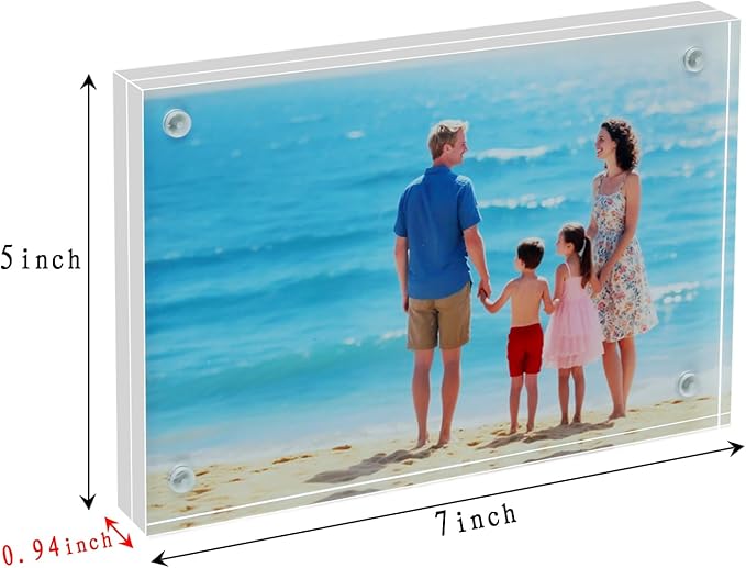 5×7 Acrylic Photo Frames 3 Pack, 12mm+12mm Thick Magnetic Double Sided - Image 2