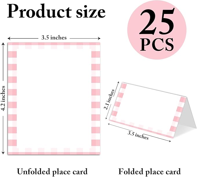25 Pack Pink Stripes Place Cards, Editable Name Cards - Image 2
