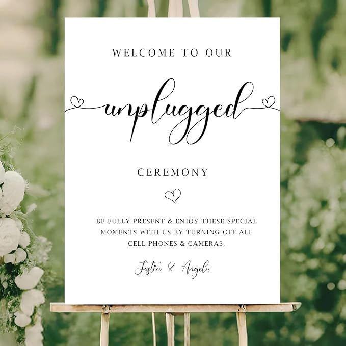 Minimalist Unplugged Wedding Ceremony Sign – Simple Elegant Yard Sign - Image 2