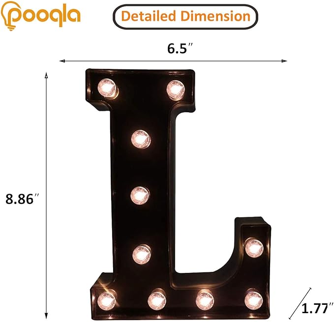 Pooqla Decorative LED Illuminated Letter Marquee Sign - Image 4