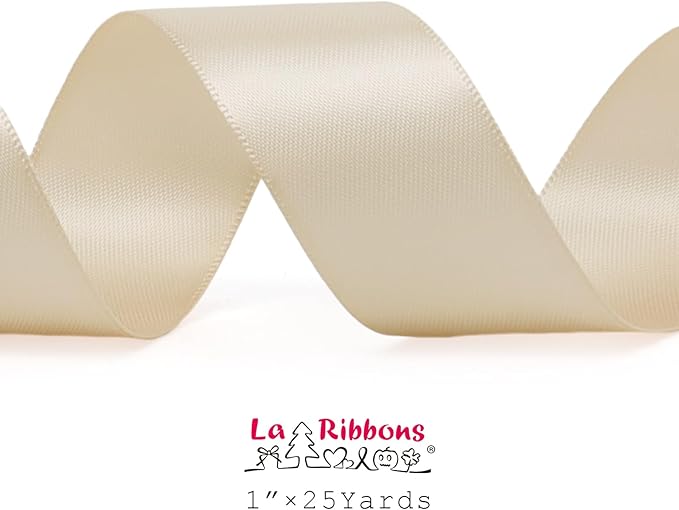 LaRibbons Nude Satin Ribbon 1 Inch 25 Yards Double Faced Silk Ribbon - Image 5