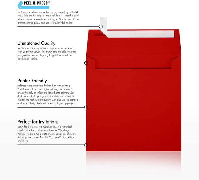 LUXPaper Square Invitation Envelopes | Peel & Press | 6 1/2" x 6 1/2" | Holiday - Image 9