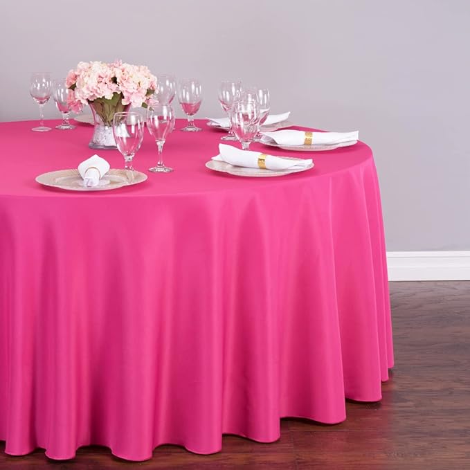 LTC LINENS Fuchsia Round Tablecloth 120 Inch - Image 3