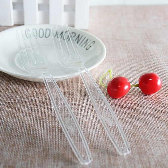 200 Count Plastic Silverware, Heavy Weight Plastic Forks Spoons Disposable - Image 3