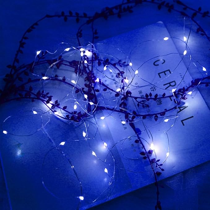 2 Pack 16Ft 50 LED Blue Fairy Lights Mini String Lights Waterproof - Image 6