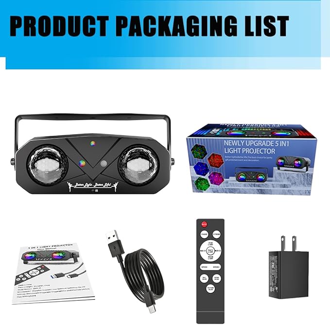 Party Lights DJ Disco Lights, Sound Activated Disco Ball Strobe Stage Light - Image 9
