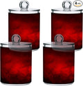 Gredecor 4 Pack Qtip Holder Clear Red Apothecary Jars by Gredecor