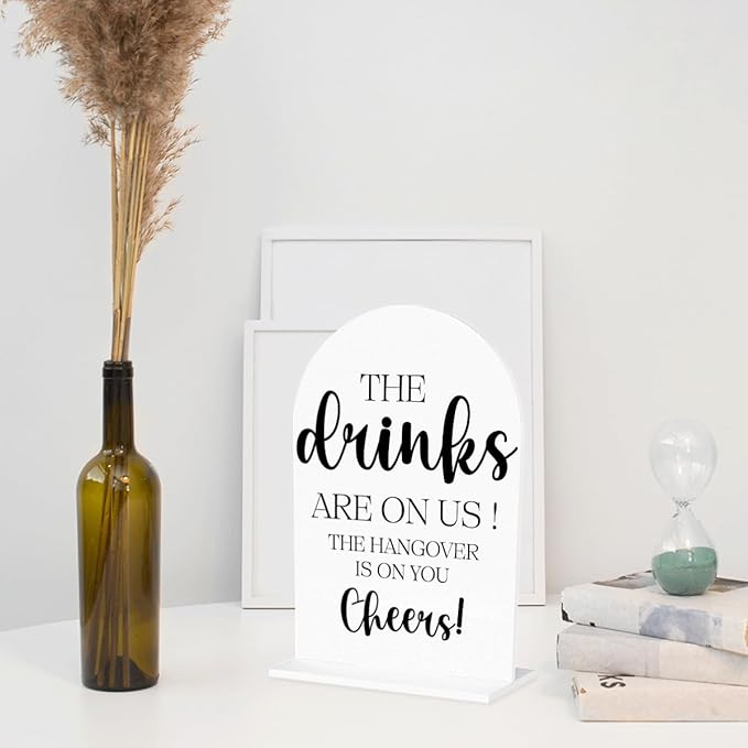 The Drinks are on Us Sign, Open Bar Signs, Wedding Engagement Bridal Shower - Image 3