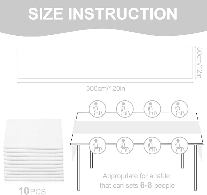 10 Pack 10ft Pure White Chiffon Table Runners Wedding Table Runner Sheer - Image 2