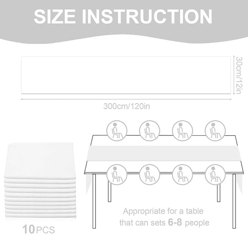 10 Pack 10ft Pure White Chiffon Table Runners Wedding Table Runner Sheer - Image 2