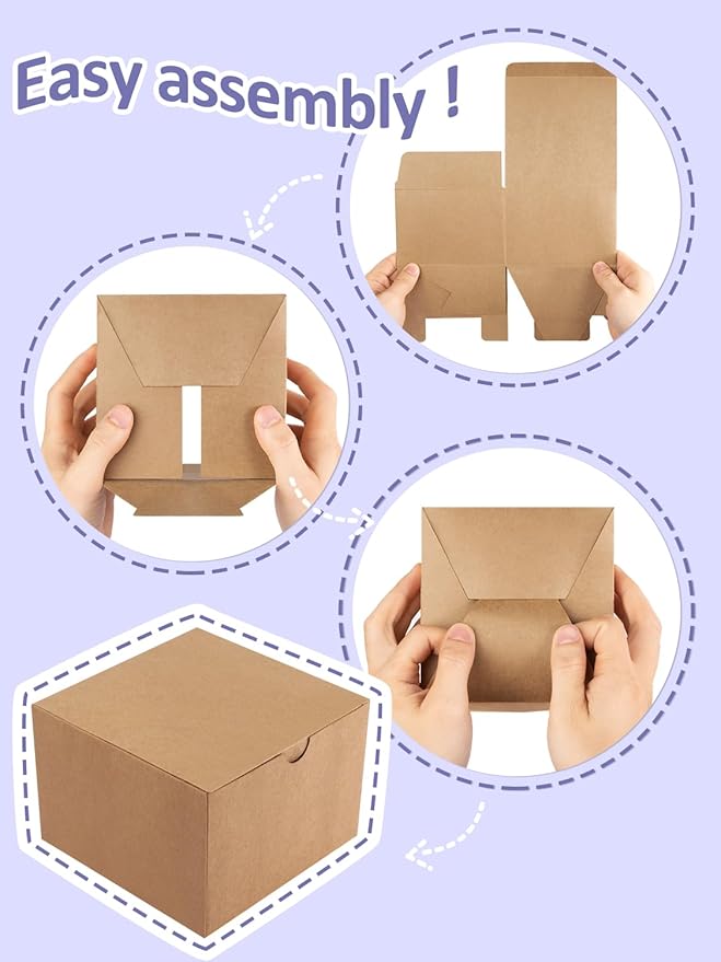 Eupako Gift Boxes 4x4x4 25 Pack Brown Kraft Paper Box - Image 3