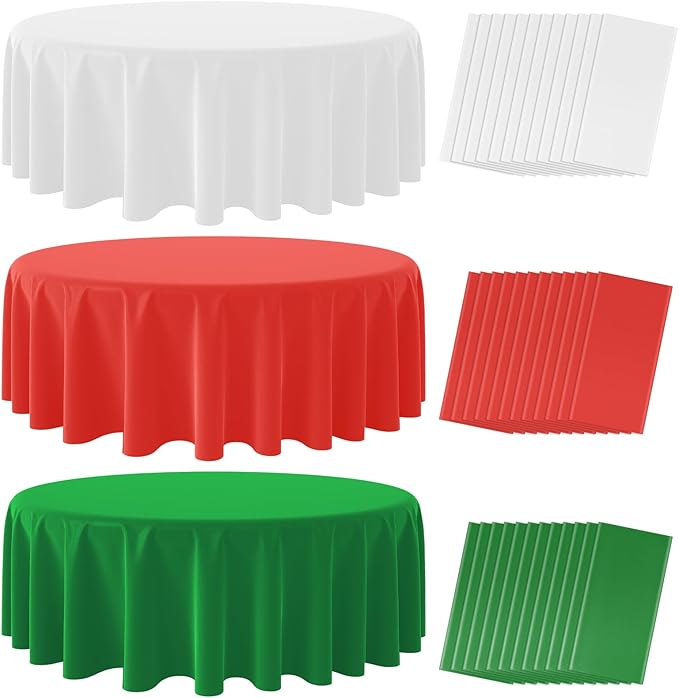 36 Pack Christmas Round Disposable Tablecloth, Italy Theme Table Covers by MASHAN